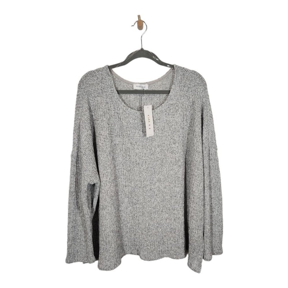 NWT Gilli LONG SLEEVE SIDE SLIT TOP in Heather Gray Size large